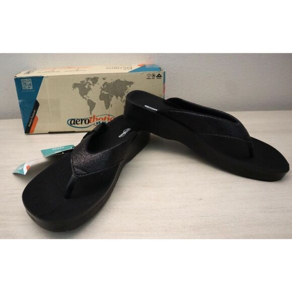 Aerothotic L0312 Women's Sz 11 Black Crystal Mist Orthotic Comfortable Sandals - Picture 1 of 13